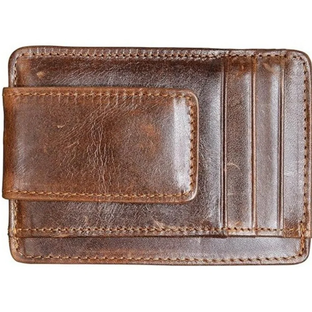 Money Clip RFID Front Pocket Wallet Men Leather Slim Minimalist Wallet Leather